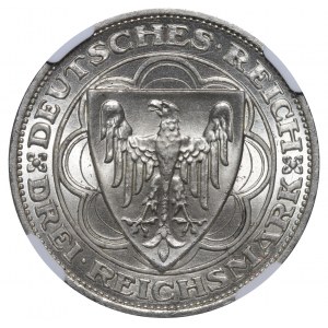 Germany, Weimar Republic, 3 Mark, 1927 year, 100th Anniversary - Bremerhaven, A, NGC, MS 66