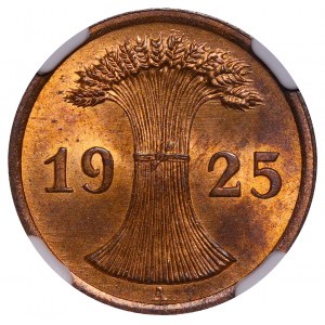 Germany, 2 Reichspfennig, 1925 year, A, NGC, MS 64 RB