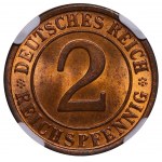 Germany, 2 Reichspfennig, 1925 year, A, NGC, MS 64 RB