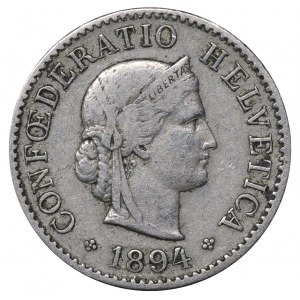 Switzerland, 5 Rappen, 1894 year, B