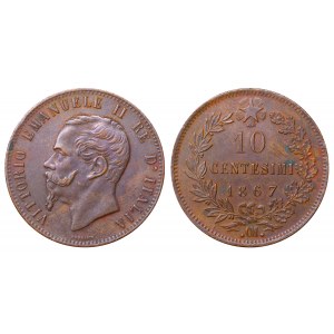 Italy, 10 Centesimi, 1867 year, ·OM·