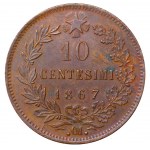 Italy, 10 Centesimi, 1867 year, ·OM·