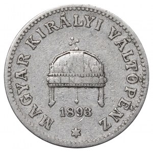 Maďarsko, 20 náplň, rok 1893, KB