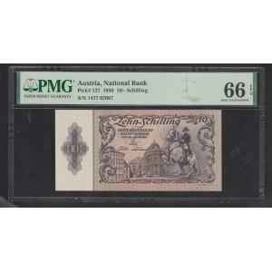 Rakúsko, 10/- Schilling, rok 1950, 66 Gem Unc