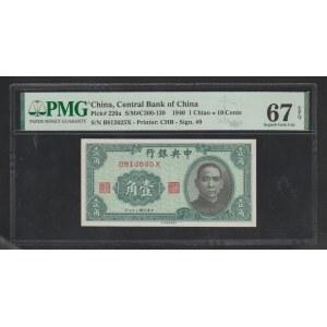 China, 1 Chiao = 10 Cents, 1940 year, 67 Superb Gem Unc
