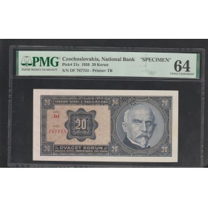 Czechoslovakia, 20 Korun, 1926 year, 64 Choise Uncirculated, Specimen