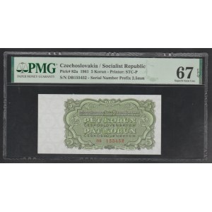 Československo, 5 korún, rok 1961, 67 Superb Gem Unc