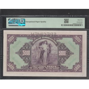 Czechoslovakia, 5000 Korun, 1920 year, 65 Gem uncirculated, Specimen