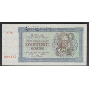 Czechoslovakia, 2000 Korun, 1945 year, Specimen