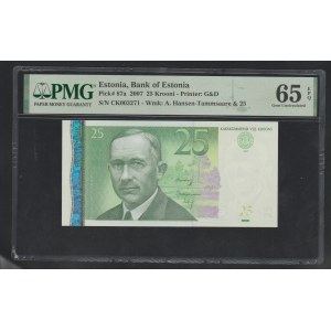 Estonia, 25 Krooni, 2007 year, 65 Gem Uncirculated