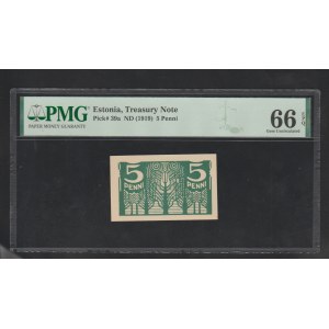 Estonia, 5 Penni, 1919 year, 66 Gem Unc