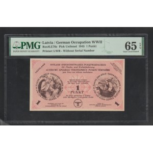 Latvia, 1 Punkt, 1945 year, 65 Gem Uncirculated