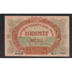 Lotyšsko, 10 rublů, rok 1919