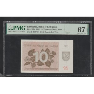 Lithuania , 10 Talonas , 1991 year, 67 Superb Gem Unc