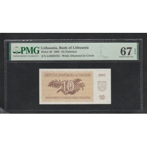 Litva , 10 Talonas , rok 1992, 67 Superb Gem Unc
