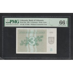 Litva , 3 talóny, rok 1991, 66 drahokamov, neobalené