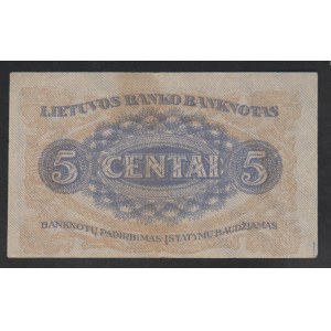 Lituania , 5 Centai , anno 1922