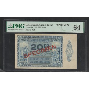Luxembourg, 20 Francs, 1929 year ,64 Choice Uncirculated, Specimen