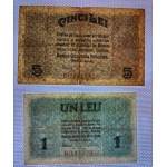 Romania, 2 Banknotes: 5 Lei, 1 Leu, 1917 year