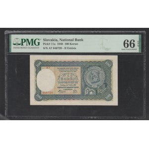 Slovakia 100 Koruna 1940 year 66 Gem Uncirculated, Top