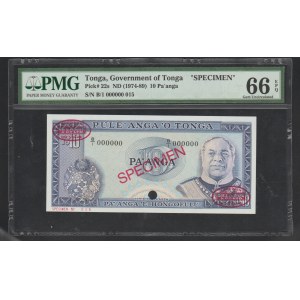 Tonga, 10 Pa'anga, 1975 year, Specimen
