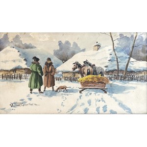 Adam Setkowicz, Pejzaż zimowy - przy saniach