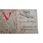 Wounded Soldier with Nurse, Gierłatowice 1915, Censored, Stamped