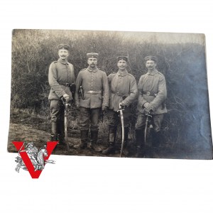 Extra Photo , Four Soldiers on the Front, Saber Holsters, contents written in Polish 1915