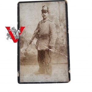 Fotografia Kartonikowa, Pruski Żołnierz Uzbrojony w Karabin Dreyse !! lat 60 70 XIX wieku