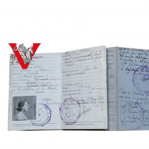 Maria Onyszkiewicz Kurierka AK, Francuska Legitymacja Wojskowa Przepustka Francja 1944 r