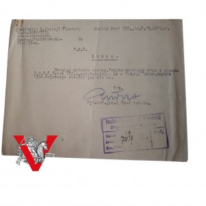 Twierdza Modlin Fort III , 8 Dywizja Piechoty 1921, Pismo z podpisem Majora Sztabu Generalnego