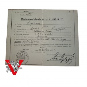 Zwolnienie ze Służby Wojskowej, były Kapitan 33 PP, Burmistrz Poddębice , 1939,Łódź Kutno [CIEKAWY DOKUMENT]