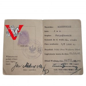 Polish Military Camp in Dossel , Colonel's Personal Identification Card 1945, Signed by Colonel Mieczyslaw Mozdniewicz VIRTUTI MILITARI