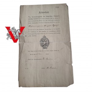 [!!!VALOR RARYTAS / OGROMNY UNIKAT!!!] Rosja Carska , Dyplom nadania Odznaki Politechnika Ryska, 1897, Polski Szlachcic