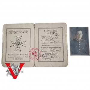 Legitymacja Odznaki Artylerii Konnej , 13 Dak , Wraz Ze Zdjęciem, 1934 rok