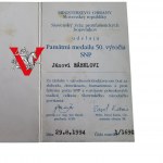 Słowackie Narodowe Powstanie, Legitymacja do medalu 50 lecia, 1994, Powstaniec