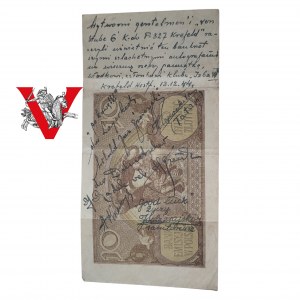 [UNIKAT!!!] Banknot z Obozu Jenieckiego z Podpisami Powstańców Warszawskich, 1944 r