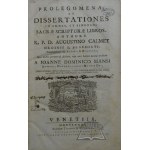 (Commentaries on the BIBLE). (CALMET Augustin), Prolegomena et Dissertationes in omnes et singulos Sacrae Scripturae libros.