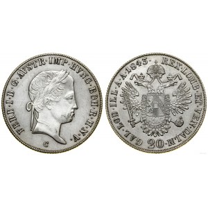 Austria, 20 krajcarów, 1843 C, Praga