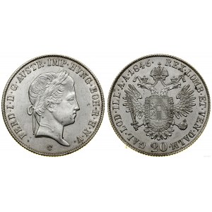 Austria, 20 krajcarów, 1846 C, Praga
