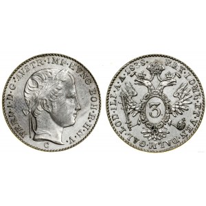 Austria, 3 krajcary, 1838 C, Praga
