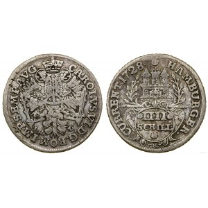 Niemcy, 4 szylingi (1/4 marki), 1728 IHL, Hamburg