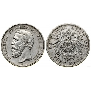 Niemcy, 5 marek, 1893 G, Karlsruhe