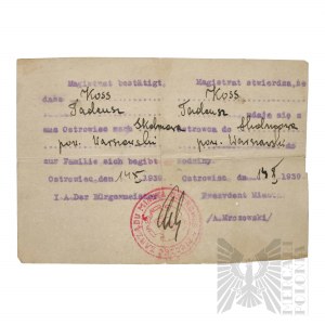 Dichiarazione della seconda guerra mondiale Ostrowiec Partenza per la famiglia 1939