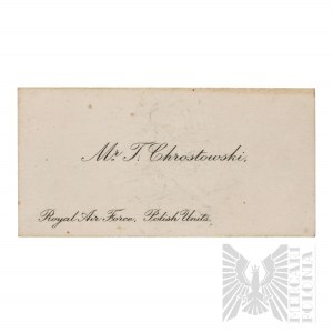 PSZnZ Business card of Tadeusz Chrostowski Polish Air Force - 300 Squadron, Died 1941
