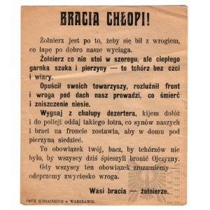 II RP Ulotka Propagandowa “Bracia Chłopi!” Wojna Polsko-Bolszewicka 1920