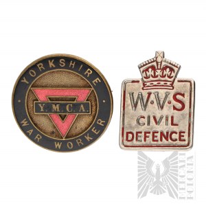 United Kingdom 2 Home Front pins Y.M.C.A and WVS