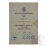 WW2 Third Reich German KVK Award with Swords 2nd Class - Signature - General der Panzertruppe Herman Balack.