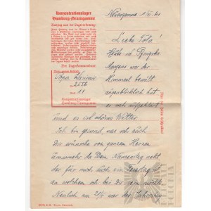 III Rzesza-List wraz z Kopertą z Obozu Koncentracyjnego Neueugamme z 1.06.1941 r. Pabianice