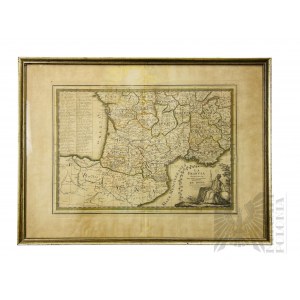 XVIII Wiek - Mapa Południowa Francja 1794 La Francia Delineata sulle ultime osservazioni G. M. Cassini